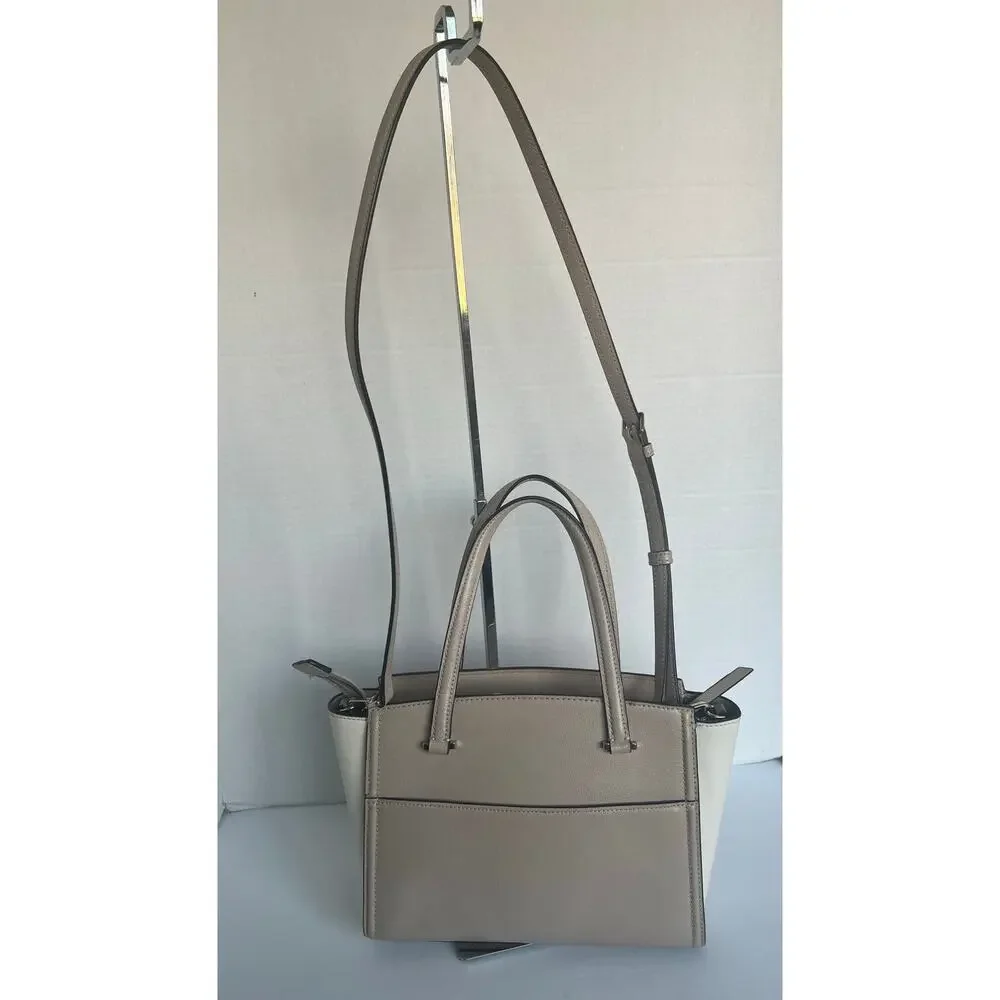 KATE SPADE 2-Way Leather Patterson Drive Geraldine Taupe Hand Crossbody Tote Bag